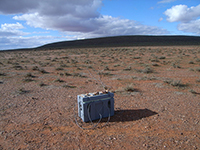 Metallic box used as measurement station for recording of electric and magnetic signals in the field.