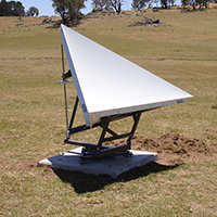 Prototype corner reflector with three metallic surfaces used on-site outside Canberra.
