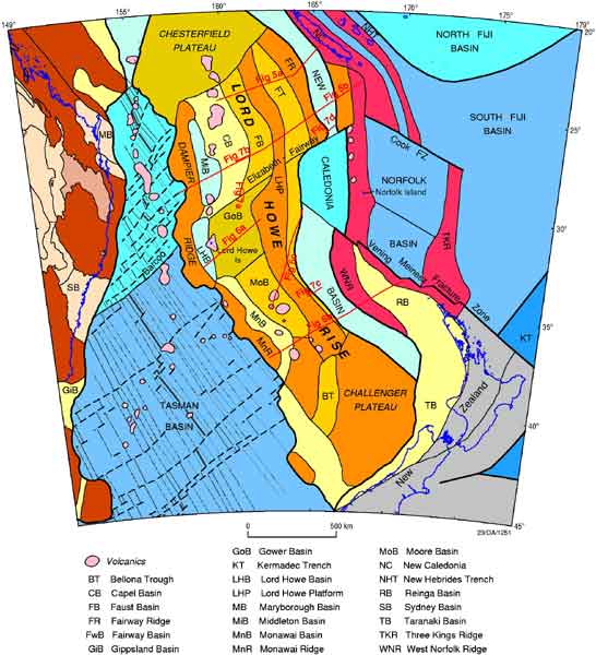  Map of the Lord Howe Rise showing structural elements. 