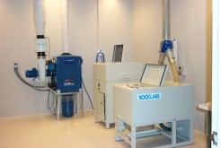 Jaw crushers are used to reduce the geochronological sample to a rock flour. Mineral Separation Laboratory, Geoscience Australia