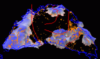 Granite volumes, gold deposits and surface traces for major faults (GA3007)