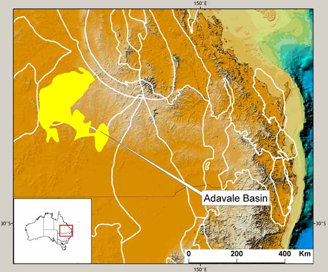  Location map of the Adavale Basin. 