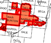 Subset of the 250K map index showing areas with new point located gravity data