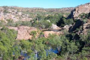 Panoramic view of Barr Hole, north of Mount Isa, Queensland.  The prominent quartzite ridges in this region have been sampled for geochronological analysis and are Palaeoproterozoic in age.