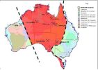 A map of Australia showing the region of high heat flow in the Proterozoic (shaded in red) and some of Australia's major Proterozoic mineral deposits. Linked image is 34k. Contact Terry Mernagh.