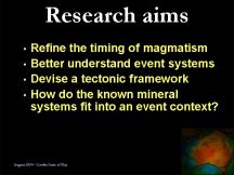 Research aims in the Mt Woods Inlier - click to enlarge (53 KB).