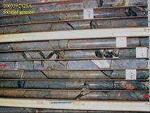 Foliated granite Sample 2003362525a drill core overview - click to enlarge (76 KB).