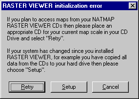 Raster Viewer initialization error dialog box