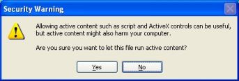Screenshot of security window dialog box Windows XP SP2