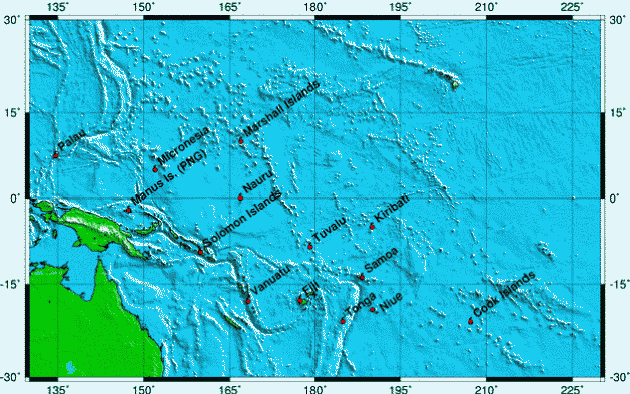 Usemap of continuous GPS Station Network in South Pacific Sea Level Climate Monitoring Program SPSLCMP