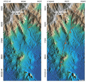 Figure 2. SRTM DEM over the 40 km long and up to 8 m high Lake Johnston scarp.