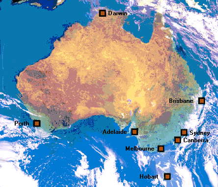 ACRES Distributor Office Locations marked in red squares on map of Australia