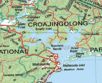 Section of the Mallacoota topographic map. &copy; Geoscience Australia.