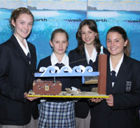 Students from Burgmann Anglican School with their winning seismometer.