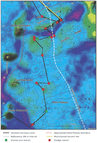 Fig 2. Map of Earth's gravity field showing the complexity of the Kenn Plateau.