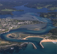 Image shows Wagonga Inlet, a wave dominated estuary.