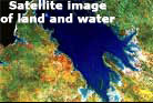 Satellite image of water and land