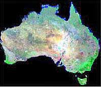 Landsat-7 satellite mosaic image of Australia