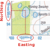 Easting and northing as shown on a topographic map