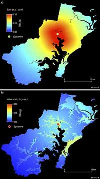 Fig 3. Comparison of earthquake hazard model output for the Newcastle region.