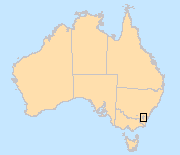 Map showing the location of Canberra.