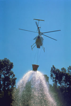 Helicopter water drop: (Image courtesy of EMA)