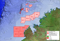 Fig 3. Offshore release areas in Browse and Canning Basins.