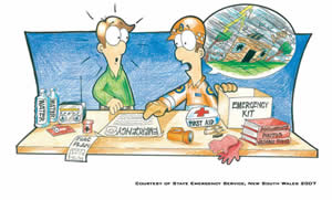 Be prepared - Create and keep a home emergency kit: (Image courtesy of NSW SES) 