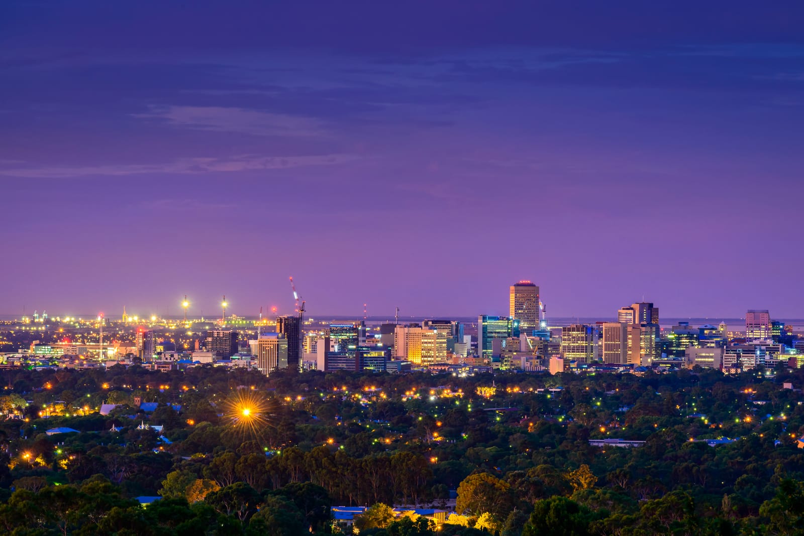 Adelaide city at dusk twilight