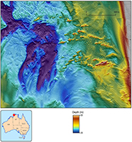A high-resolution echosounder image of Bynoe Harbour The image shows channels in the seabedchannelsand water worn rock surfaces reworked by the strong tidal currents present in this region