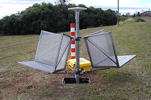 Scientific survey mark equipment located in an agricultural field.