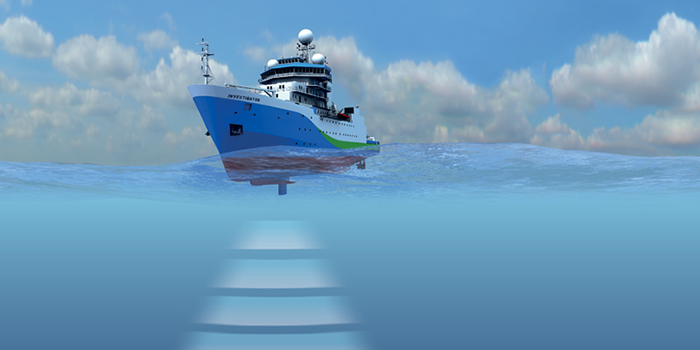 An illustration of a marine research vessel