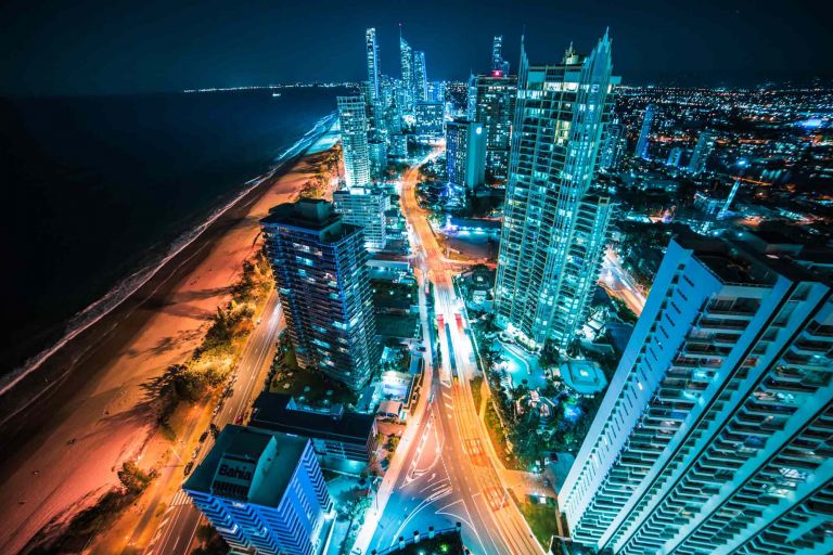 Gold Coast at night from a highrise