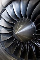 This photograph is of the intake of a jet turbine and illustrates one of the important uses of rhenium.