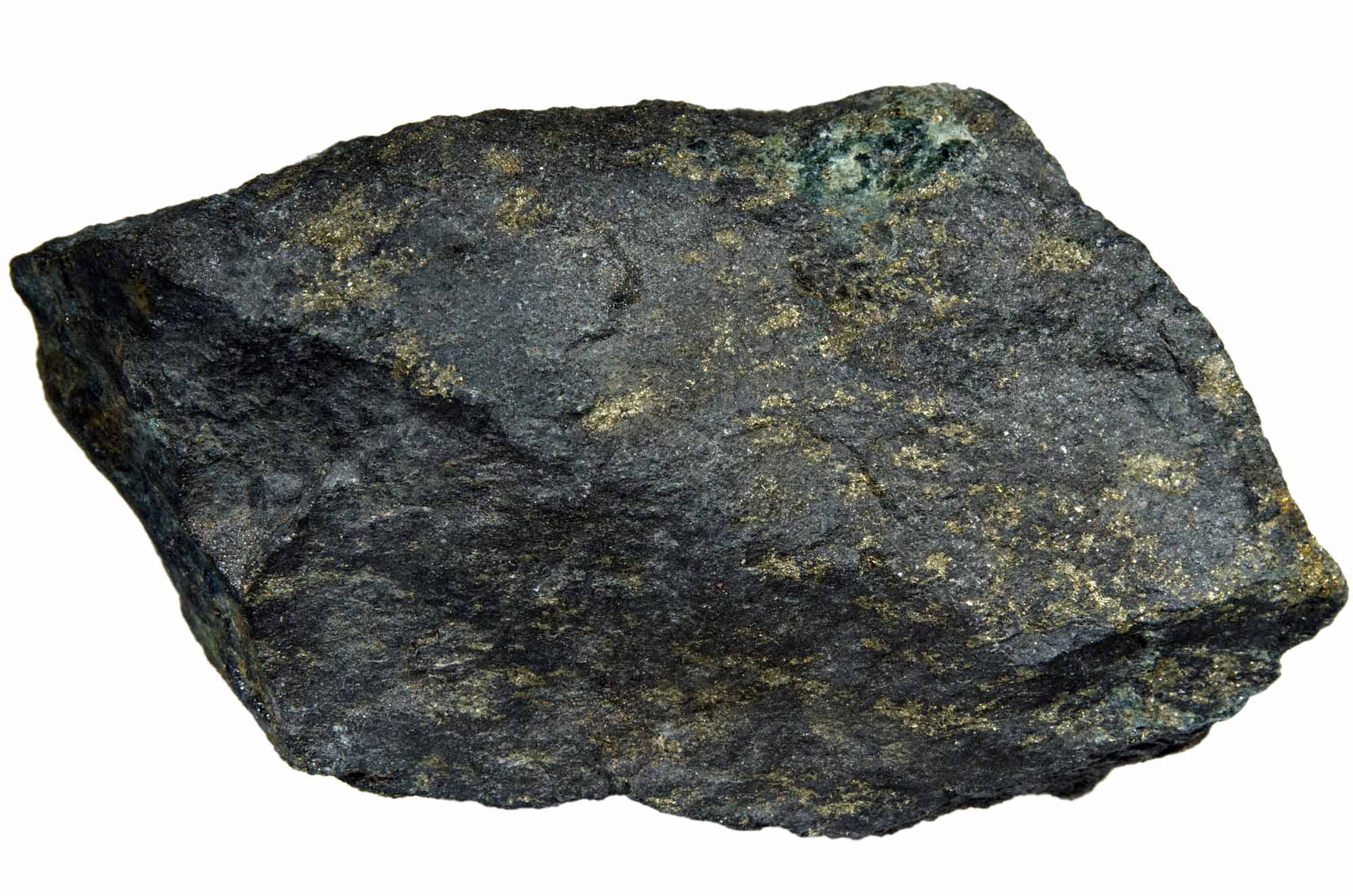 Dark coloured rock - Magnetite ore with pyrite.