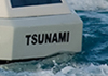 Tsunami sign floating in the ocean