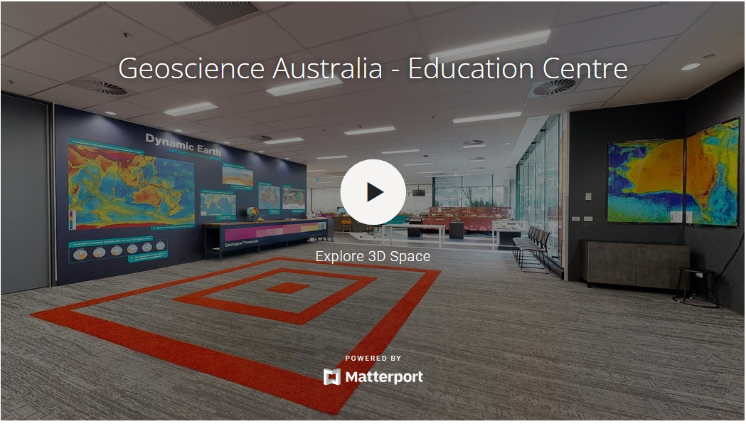 Entrance to the Education Centre with a play button overlay