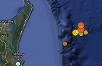 A map of the Queensland coast showing where the earthquake occurred