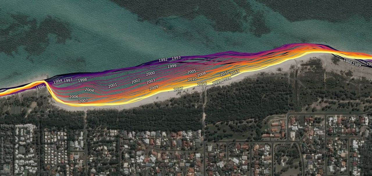 Busselton, Western Australia, with data showing reduction of coastline