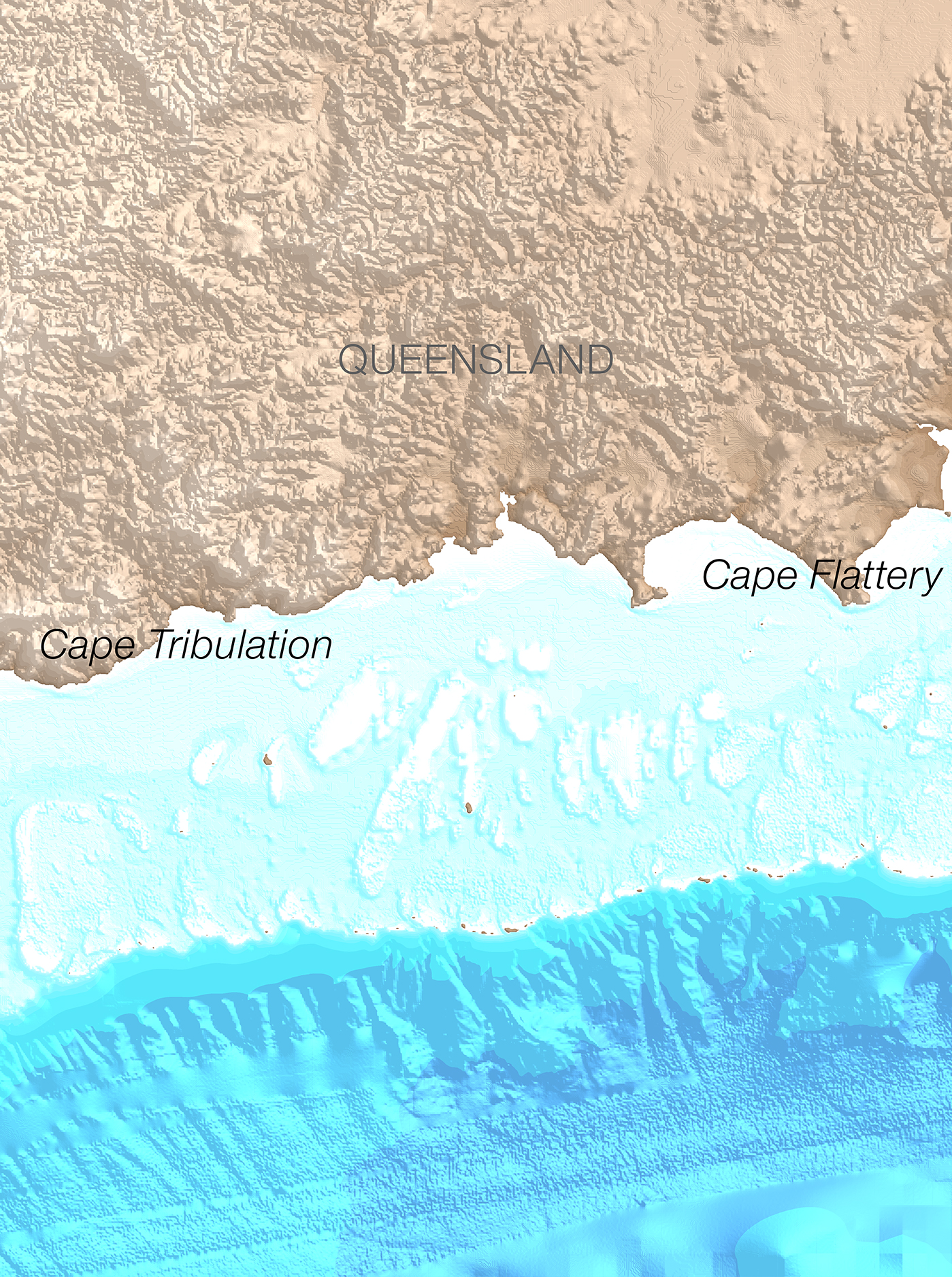 250 m bathymetry data of the Great Barrier Reef, from Cape Tribulation to Cape Flattery