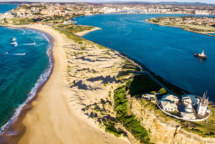 Newcastle city and beaches from above