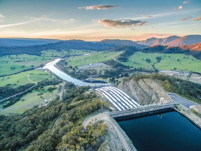 Aerial view of Snowy Hydro pipelines