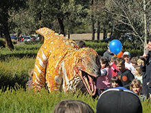 Puppet dinosaur at Geoscience Australia Open Day.