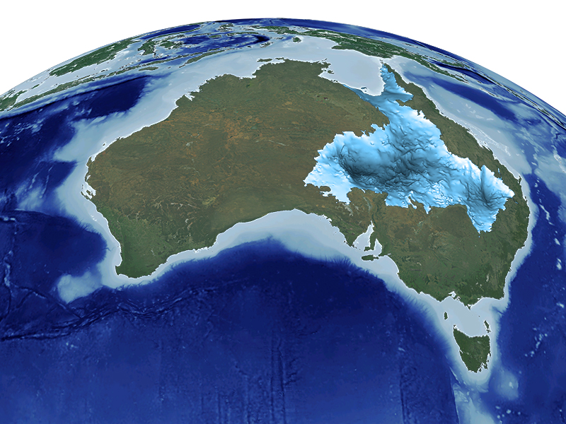 A map of eastern Australia inclusive of a two-dimensional representation of the groundwater resources contained with the Great Artesian Basin