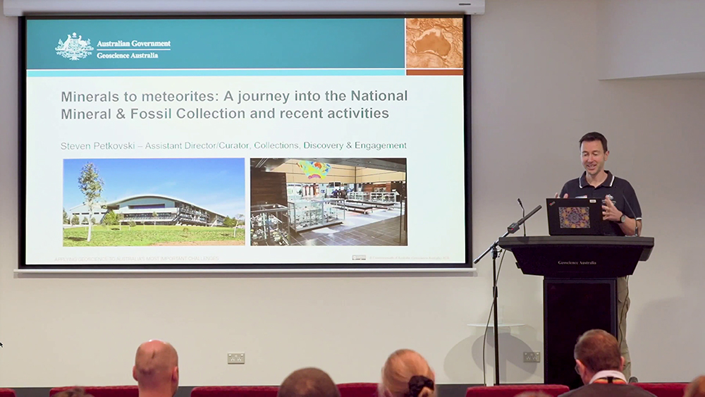 Geoscience Australia staff member Steven Petkovski giving a public talk