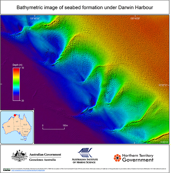 Bathymetric image of seabed formation under Darwin Harbour