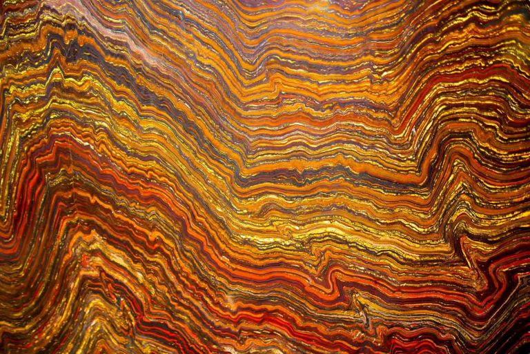 Colorful Polished Banded Iron Formation (BIF) Rock