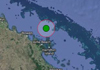 A location map showing the magnitude 5.8 earthquake that occurred off Bowen, Queensland on 18 August 2016