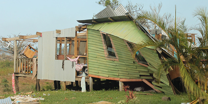 A photo of a cyclone damaged house