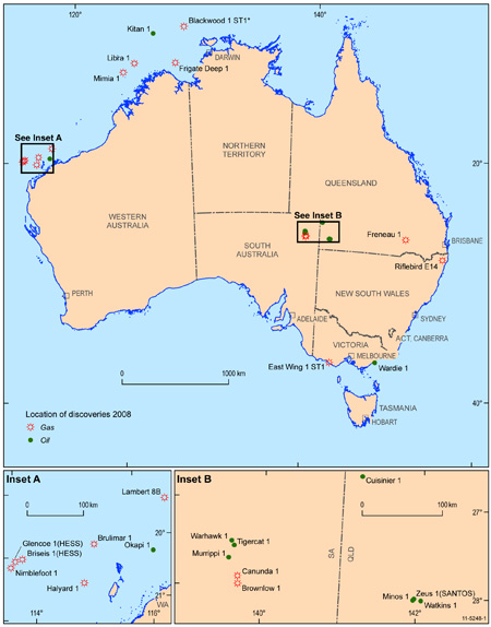 Discoveries Figure 1 - Locations of Discoveries, 2008